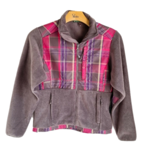 Mountain Fog Fleece Jacket Womens L Brown/Pink Checkered